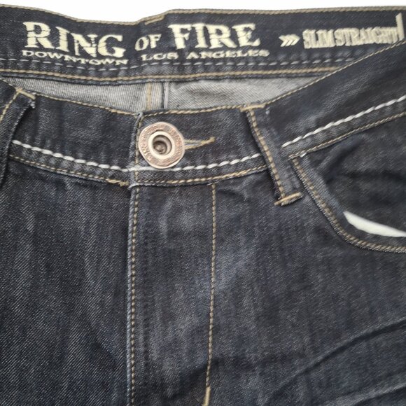 Ring of Fire Men's Size 33/32 Dark Wash Slim Straight Baldwin Ave. Jeans - Picture 8 of 14